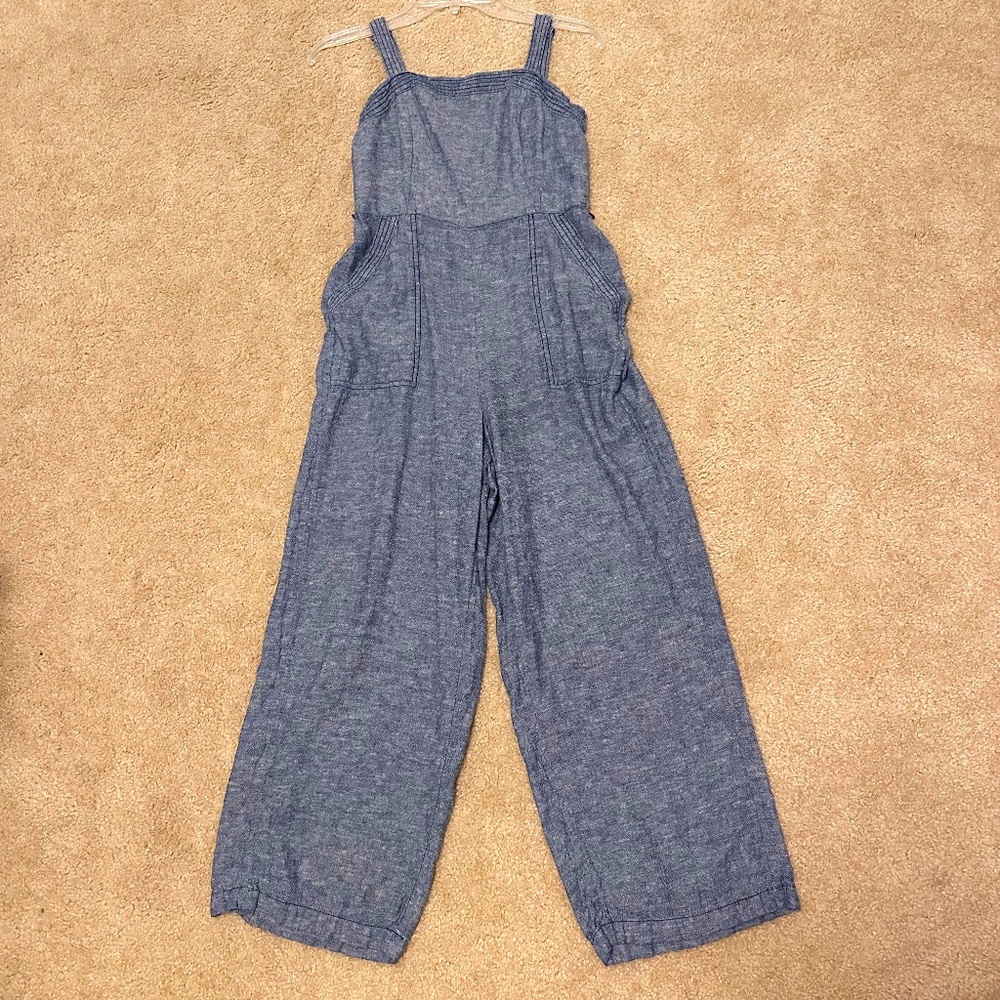 Old Navy Wide Leg Cami Jumpsuit Soft Denim/Linen XS NWOT